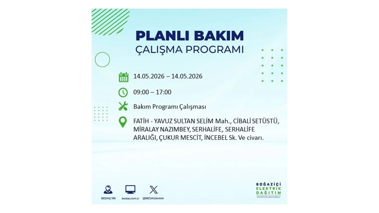 İstanbul’da 14 Mayıs’ta elektrik kesintisi: Saat saat kesinti detayları 26
