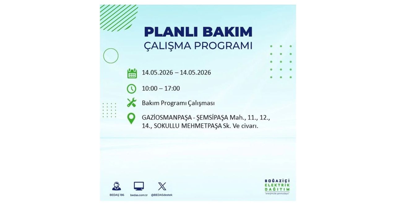 İstanbul’da 14 Mayıs’ta elektrik kesintisi: Saat saat kesinti detayları 27