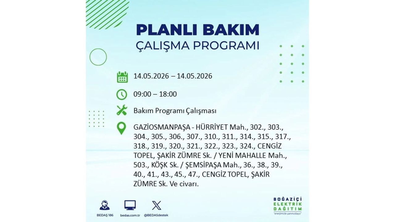 İstanbul’da 14 Mayıs’ta elektrik kesintisi: Saat saat kesinti detayları 28