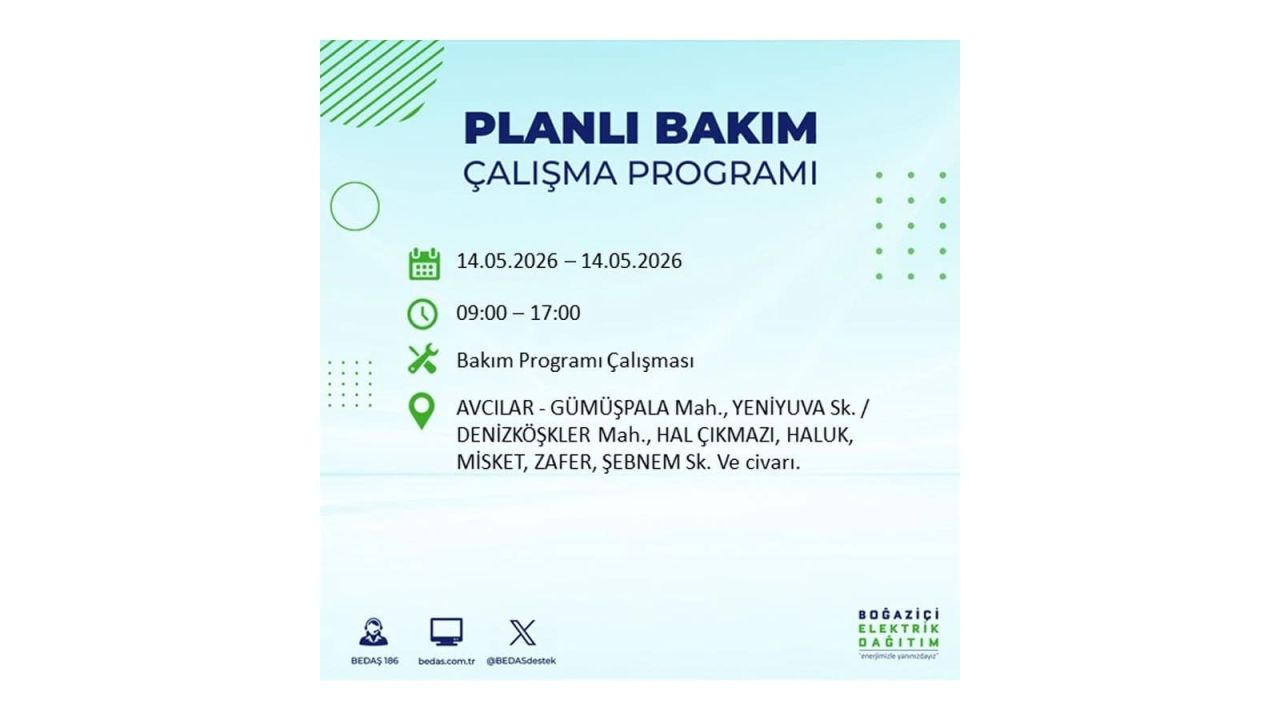 İstanbul’da 14 Mayıs’ta elektrik kesintisi: Saat saat kesinti detayları 3