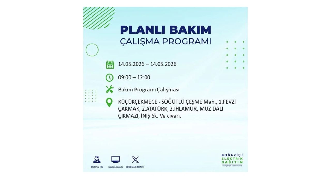 İstanbul’da 14 Mayıs’ta elektrik kesintisi: Saat saat kesinti detayları 32