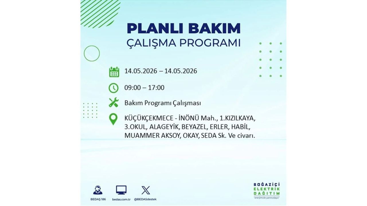 İstanbul’da 14 Mayıs’ta elektrik kesintisi: Saat saat kesinti detayları 33