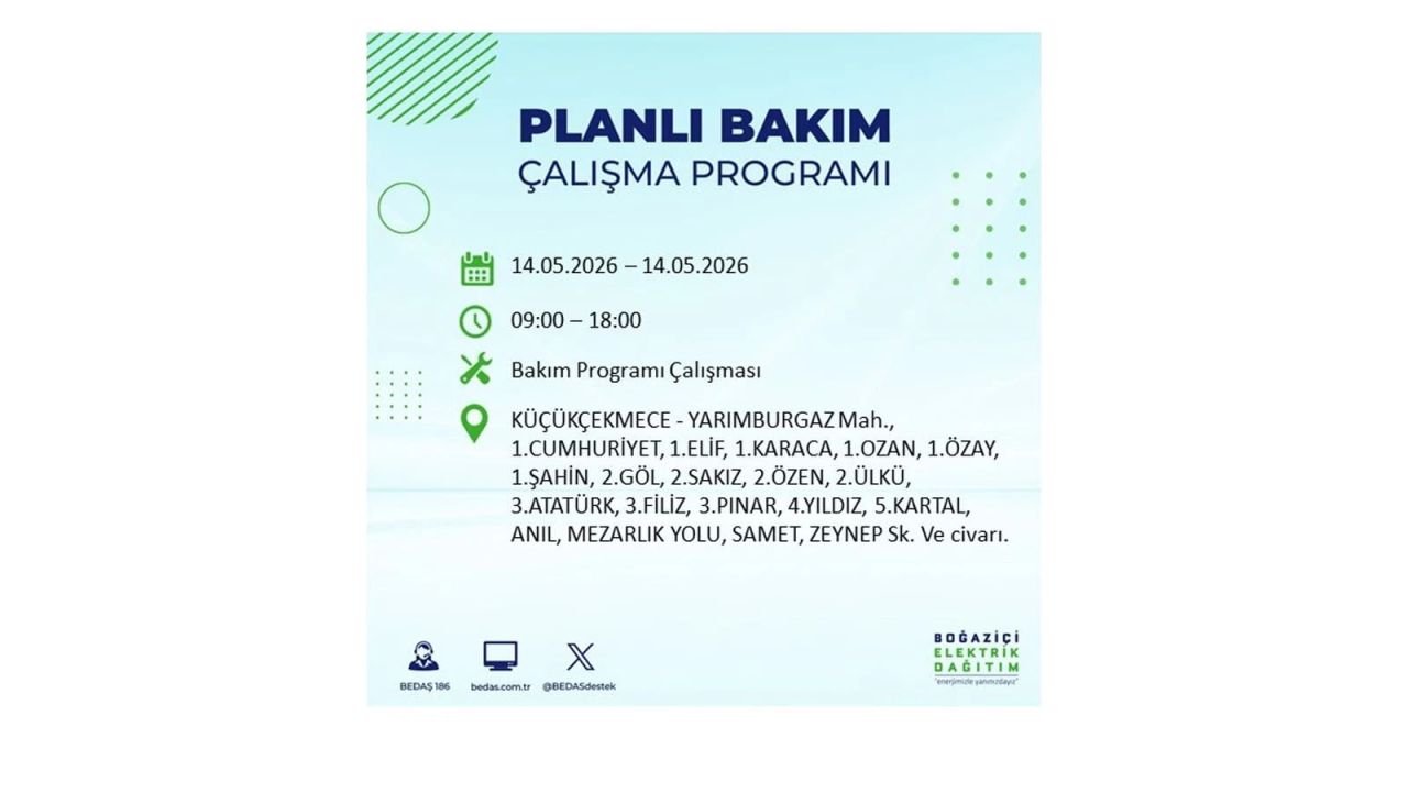 İstanbul’da 14 Mayıs’ta elektrik kesintisi: Saat saat kesinti detayları 34