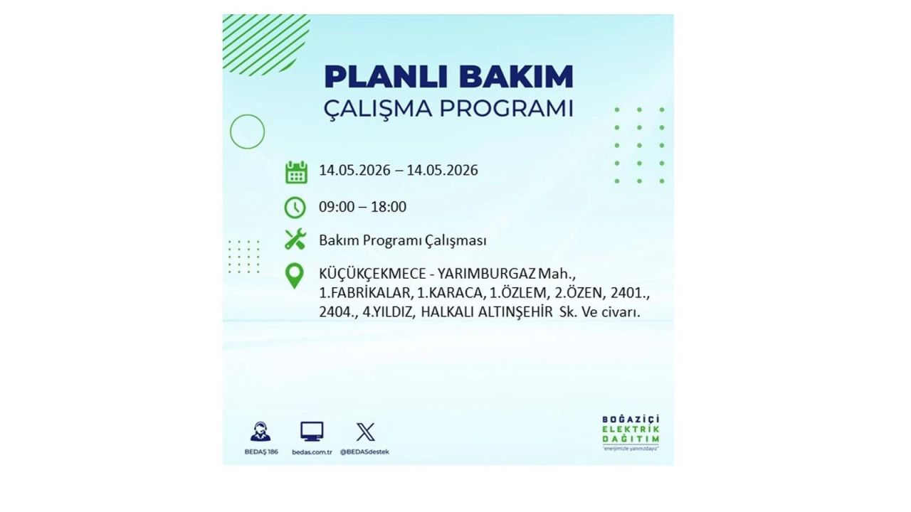 İstanbul’da 14 Mayıs’ta elektrik kesintisi: Saat saat kesinti detayları 35