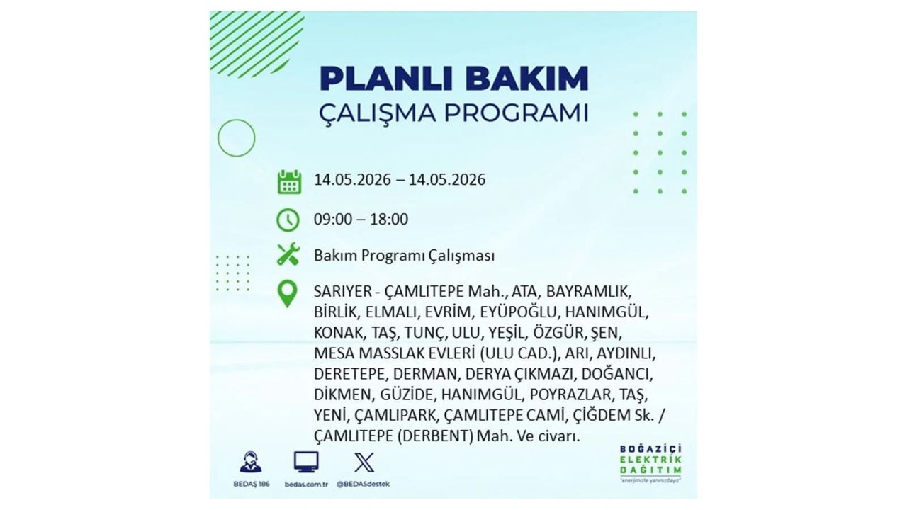 İstanbul’da 14 Mayıs’ta elektrik kesintisi: Saat saat kesinti detayları 38