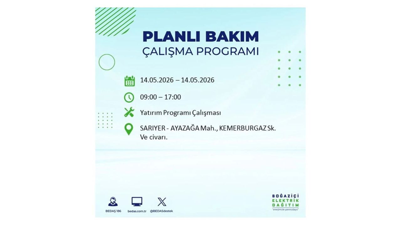 İstanbul’da 14 Mayıs’ta elektrik kesintisi: Saat saat kesinti detayları 39