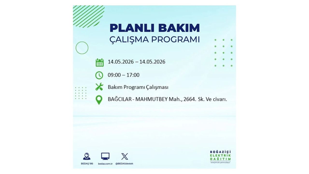 İstanbul’da 14 Mayıs’ta elektrik kesintisi: Saat saat kesinti detayları 4