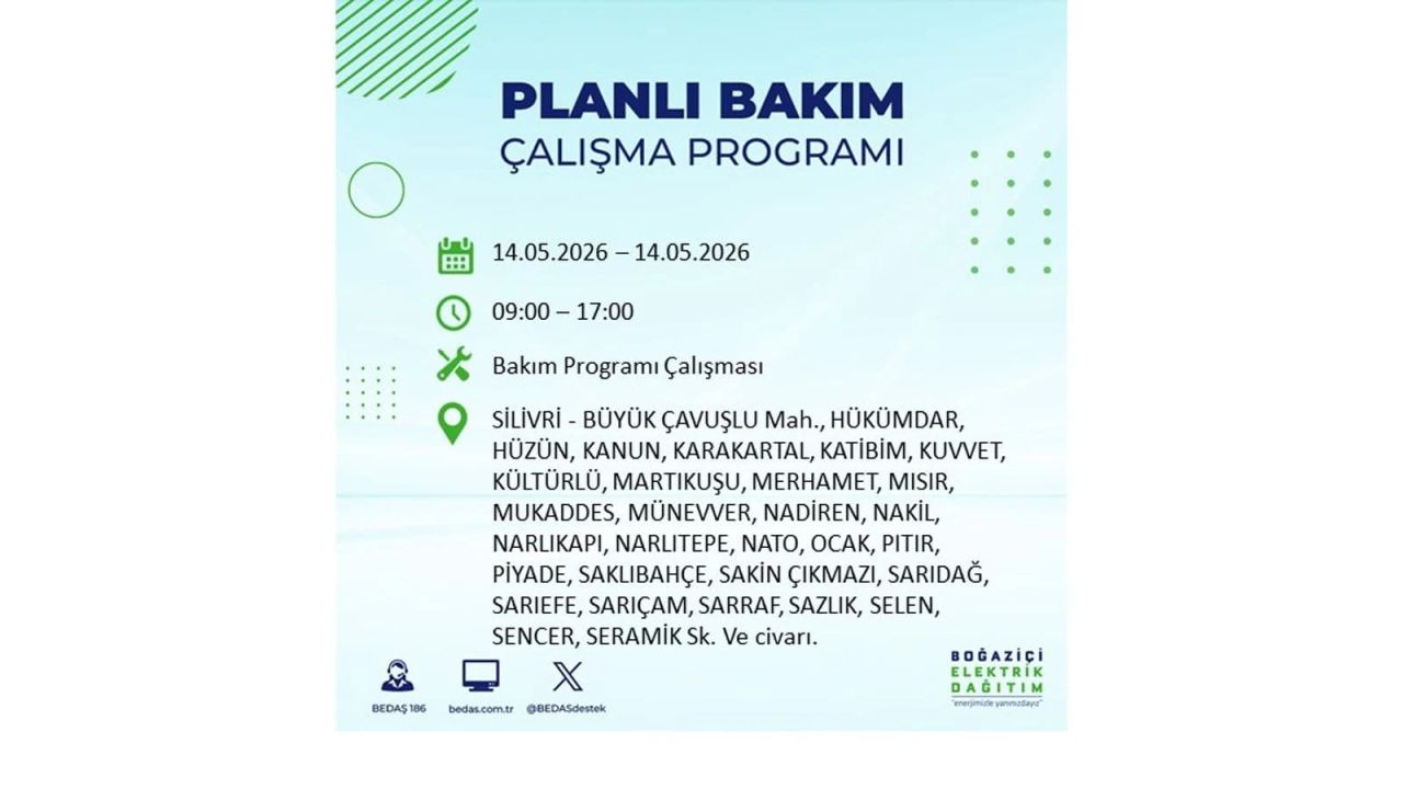 İstanbul’da 14 Mayıs’ta elektrik kesintisi: Saat saat kesinti detayları 41