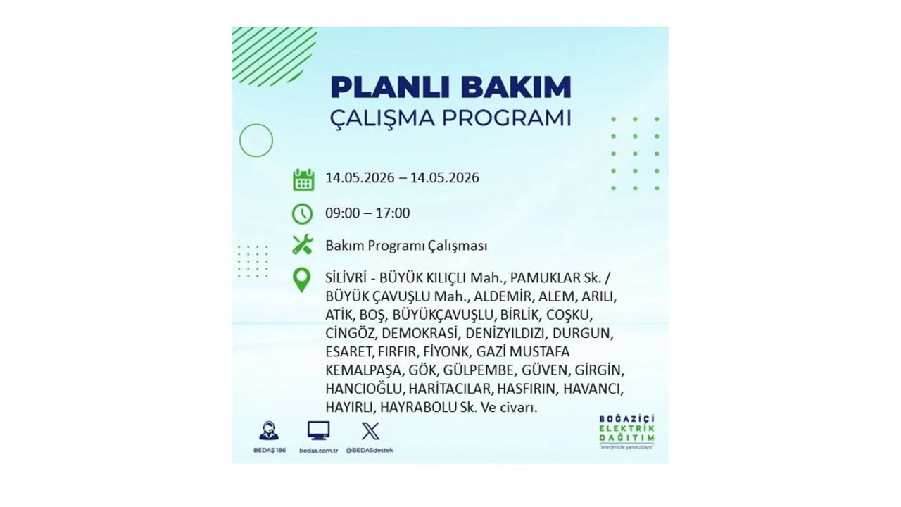 İstanbul’da 14 Mayıs’ta elektrik kesintisi: Saat saat kesinti detayları 42