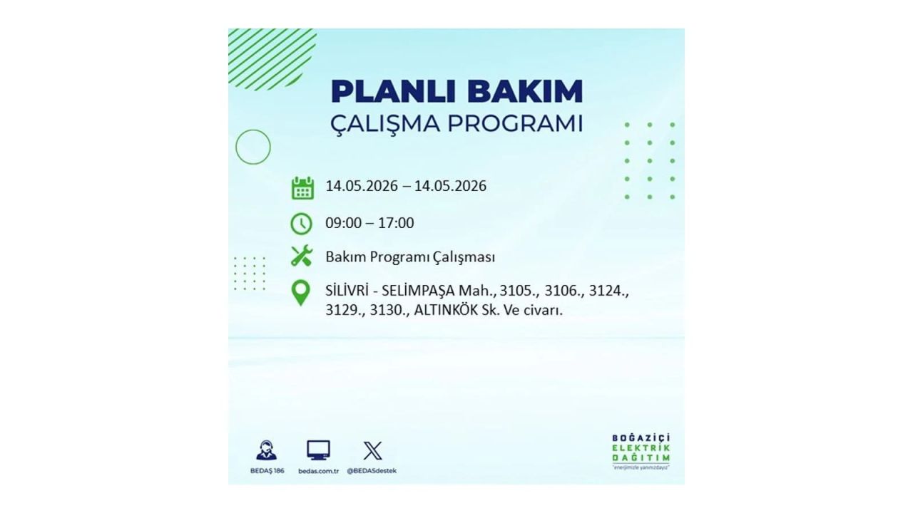İstanbul’da 14 Mayıs’ta elektrik kesintisi: Saat saat kesinti detayları 43