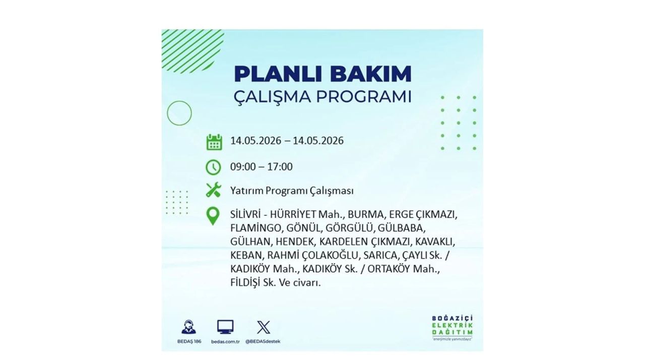 İstanbul’da 14 Mayıs’ta elektrik kesintisi: Saat saat kesinti detayları 44