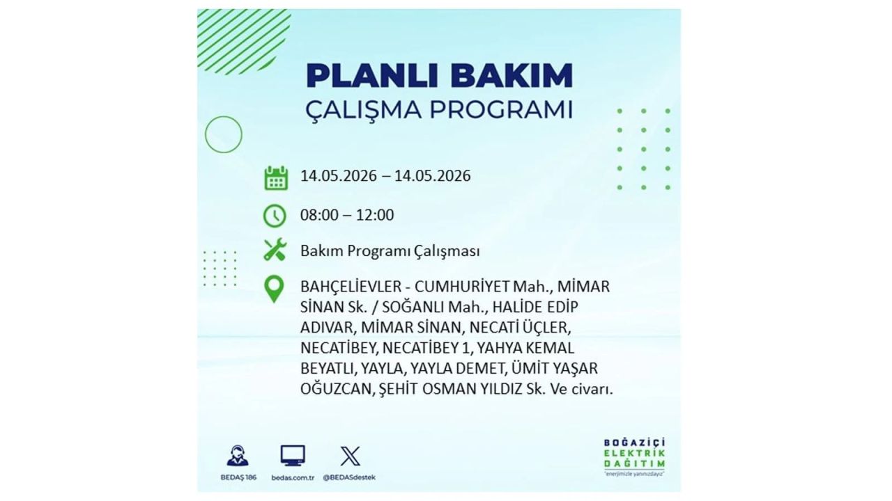 İstanbul’da 14 Mayıs’ta elektrik kesintisi: Saat saat kesinti detayları 5