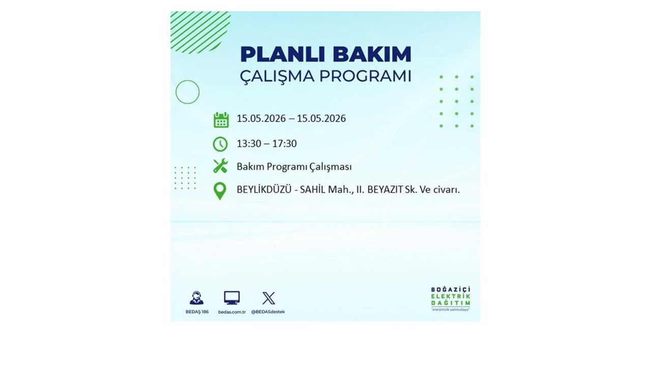 İstanbul'da dev elektrik kesintisi: İşte 15 Mayıs İstanbul elektrik kesintisi olan ilçeler 17
