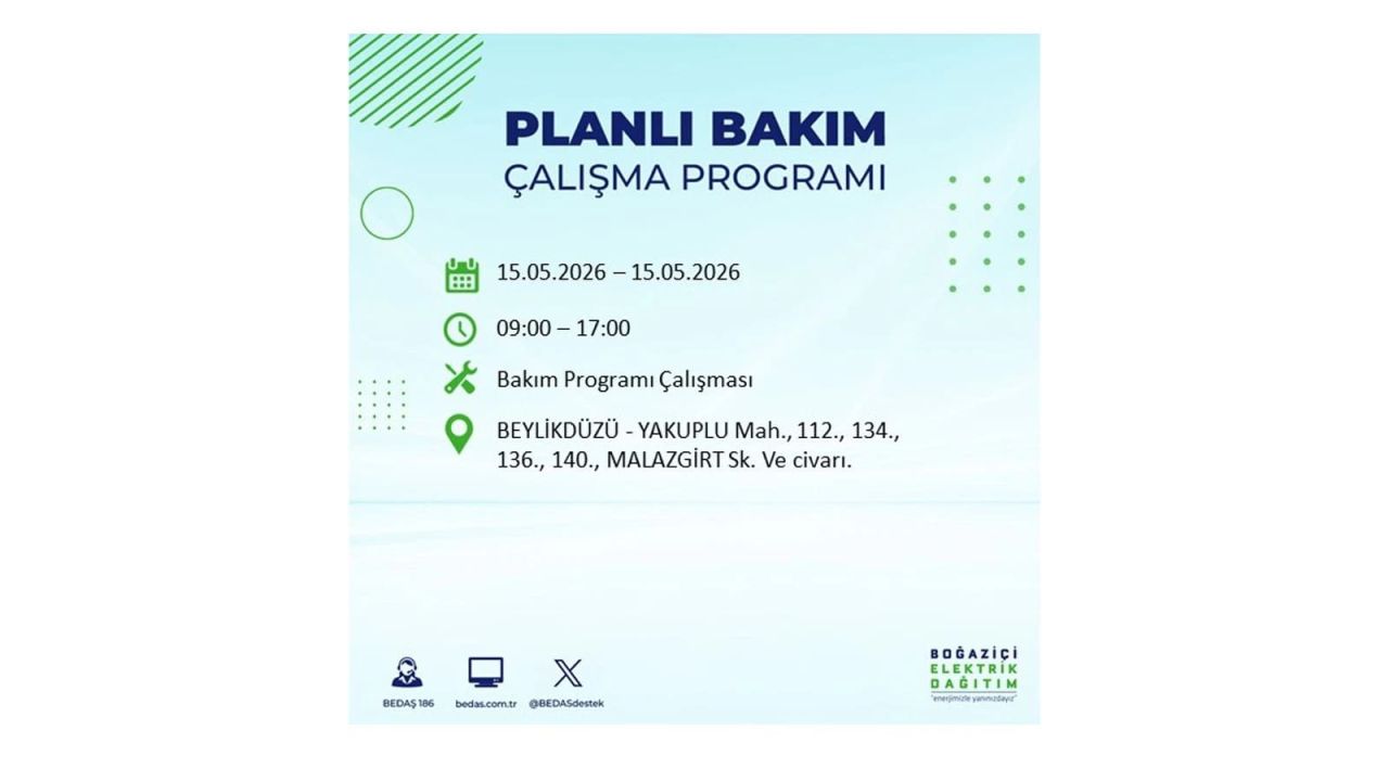 İstanbul'da dev elektrik kesintisi: İşte 15 Mayıs İstanbul elektrik kesintisi olan ilçeler 18
