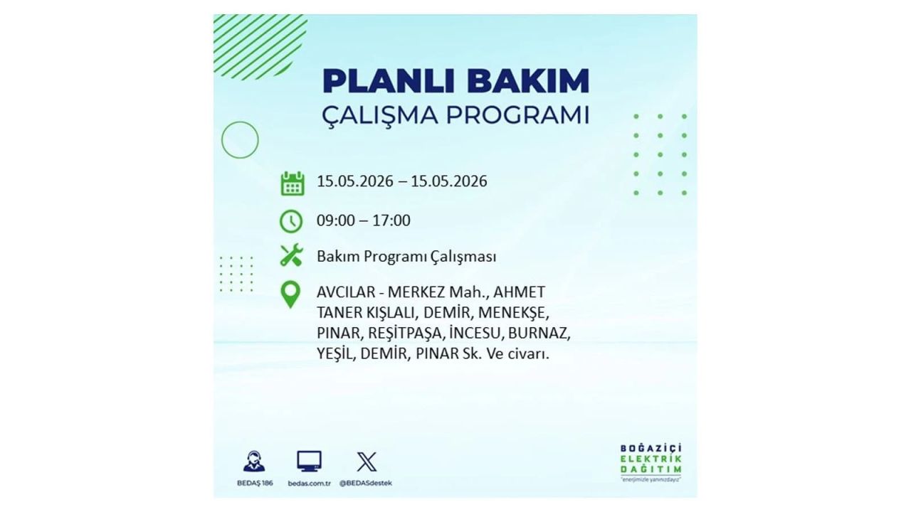 İstanbul'da dev elektrik kesintisi: İşte 15 Mayıs İstanbul elektrik kesintisi olan ilçeler 2