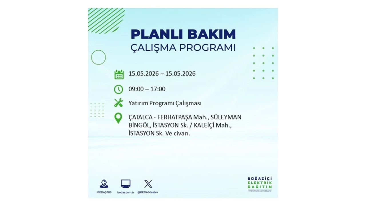 İstanbul'da dev elektrik kesintisi: İşte 15 Mayıs İstanbul elektrik kesintisi olan ilçeler 24
