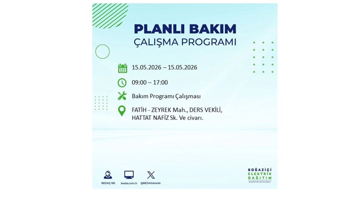 İstanbul'da dev elektrik kesintisi: İşte 15 Mayıs İstanbul elektrik kesintisi olan ilçeler 35