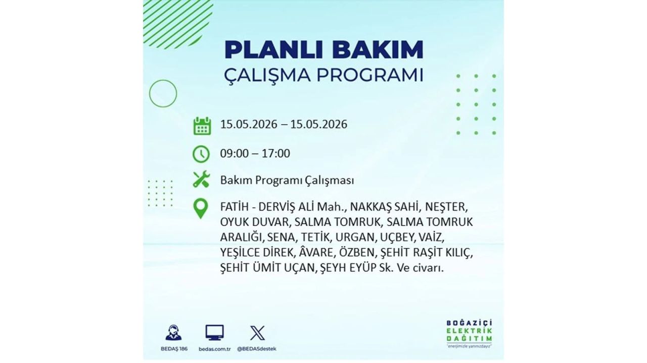 İstanbul'da dev elektrik kesintisi: İşte 15 Mayıs İstanbul elektrik kesintisi olan ilçeler 37
