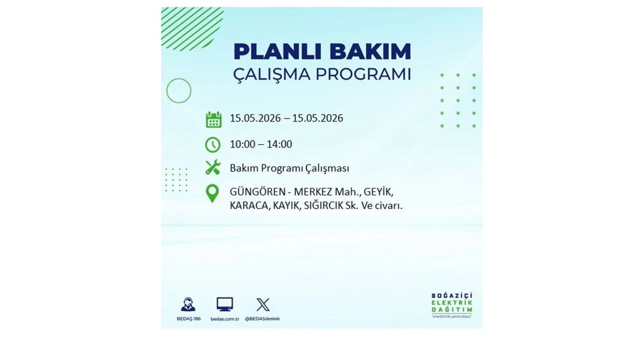 İstanbul'da dev elektrik kesintisi: İşte 15 Mayıs İstanbul elektrik kesintisi olan ilçeler 39