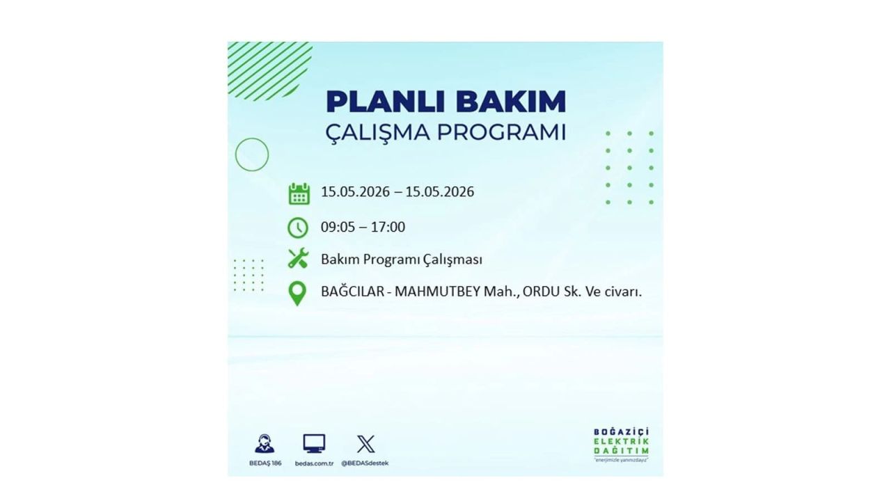 İstanbul'da dev elektrik kesintisi: İşte 15 Mayıs İstanbul elektrik kesintisi olan ilçeler 4