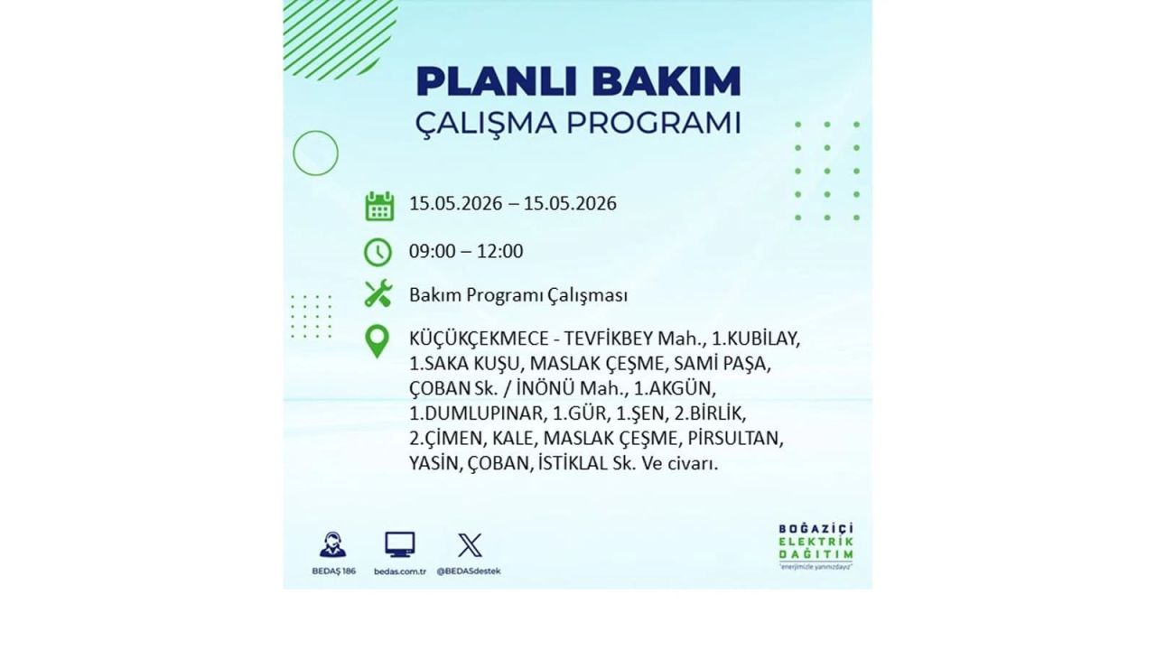 İstanbul'da dev elektrik kesintisi: İşte 15 Mayıs İstanbul elektrik kesintisi olan ilçeler 42