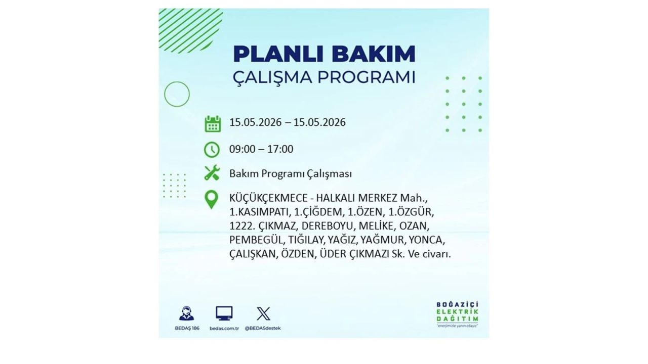 İstanbul'da dev elektrik kesintisi: İşte 15 Mayıs İstanbul elektrik kesintisi olan ilçeler 44