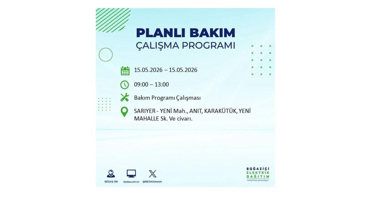 İstanbul'da dev elektrik kesintisi: İşte 15 Mayıs İstanbul elektrik kesintisi olan ilçeler 49
