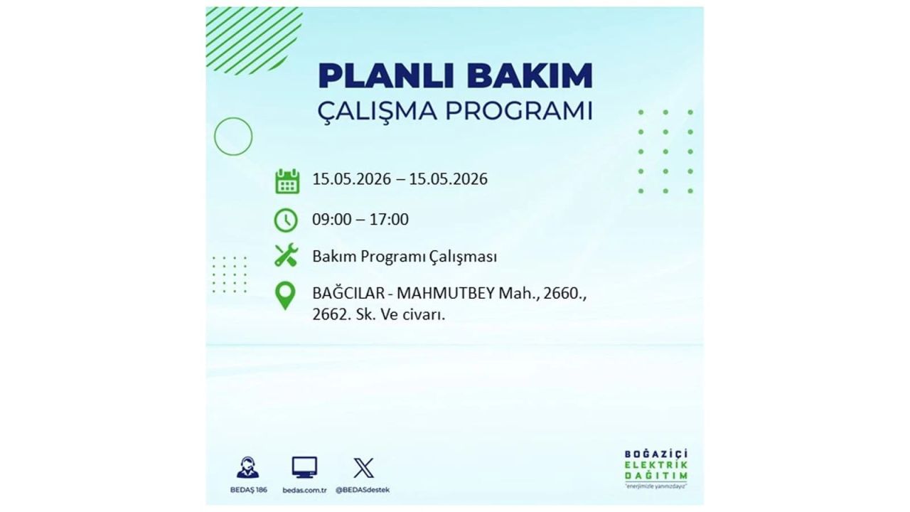İstanbul'da dev elektrik kesintisi: İşte 15 Mayıs İstanbul elektrik kesintisi olan ilçeler 6