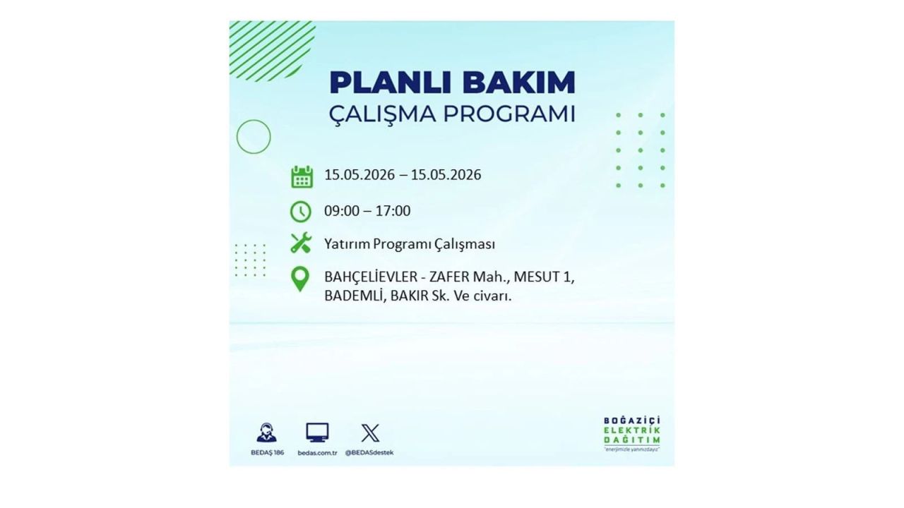 İstanbul'da dev elektrik kesintisi: İşte 15 Mayıs İstanbul elektrik kesintisi olan ilçeler 8