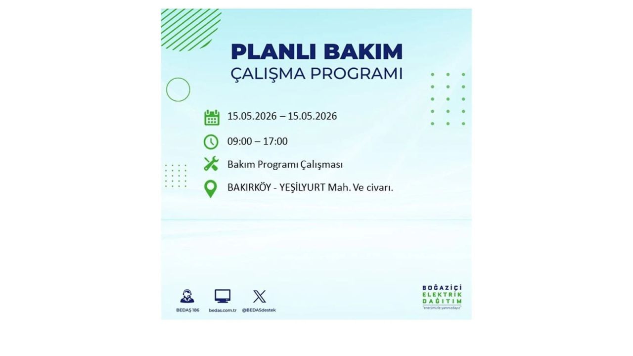 İstanbul'da dev elektrik kesintisi: İşte 15 Mayıs İstanbul elektrik kesintisi olan ilçeler 9