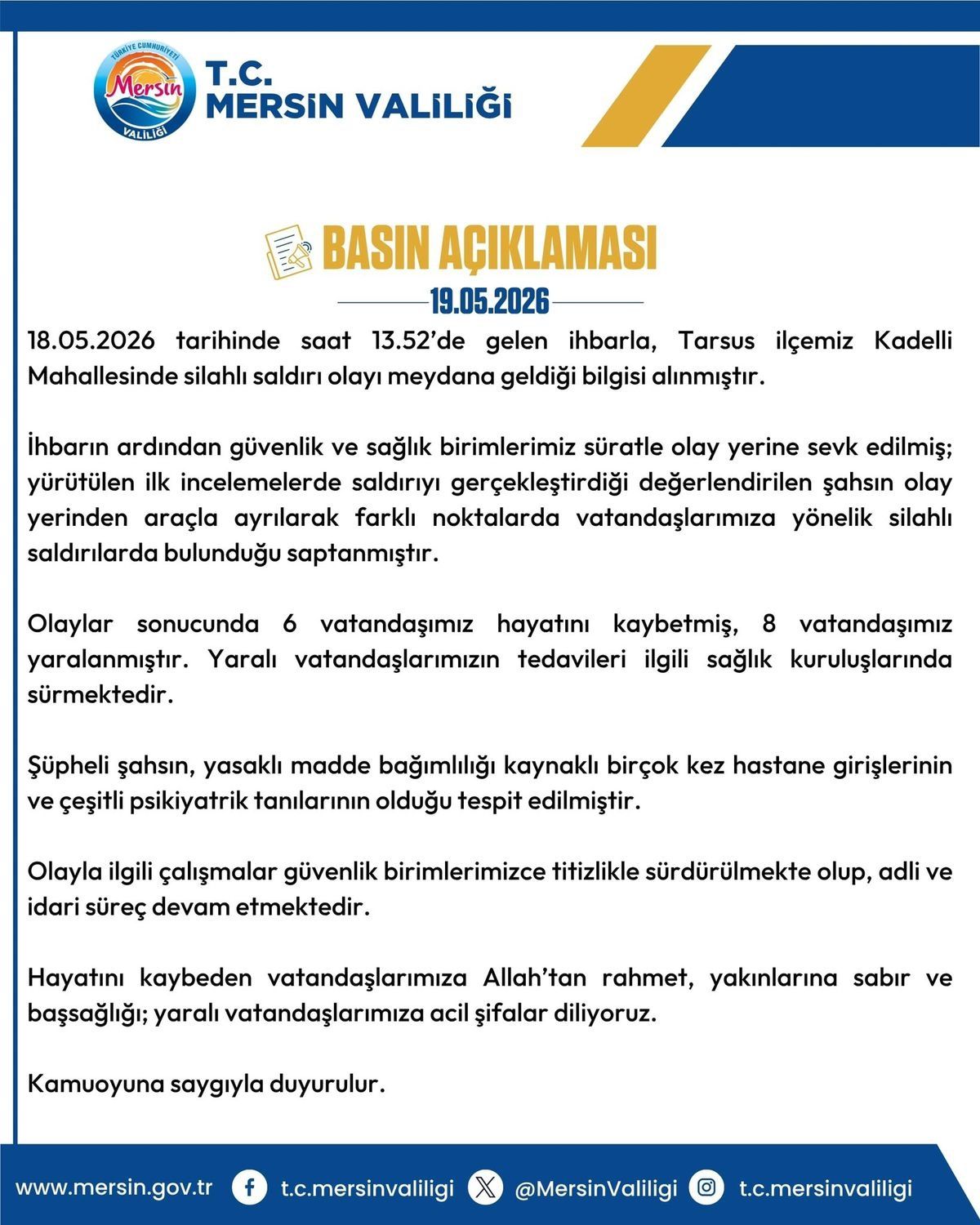 Valilik Mersin'deki dehşetin perde arkasını açıkladı! Tarsus katliamcısının psikiyatrik tanısı ve madde bağımlılığı çıktı! 6