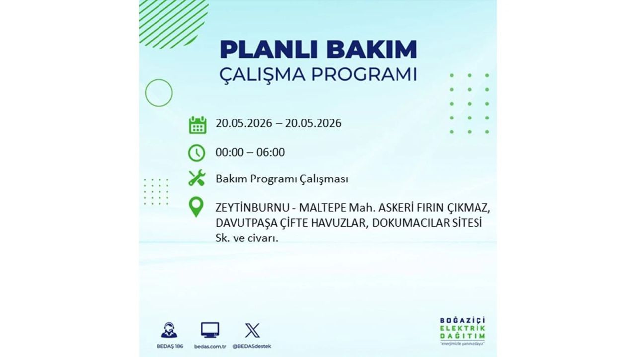 İstanbul’da yaşayanlar dikkat! 20 Mayıs Çarşamba günü elektrik kesintisi uygulanacak 14