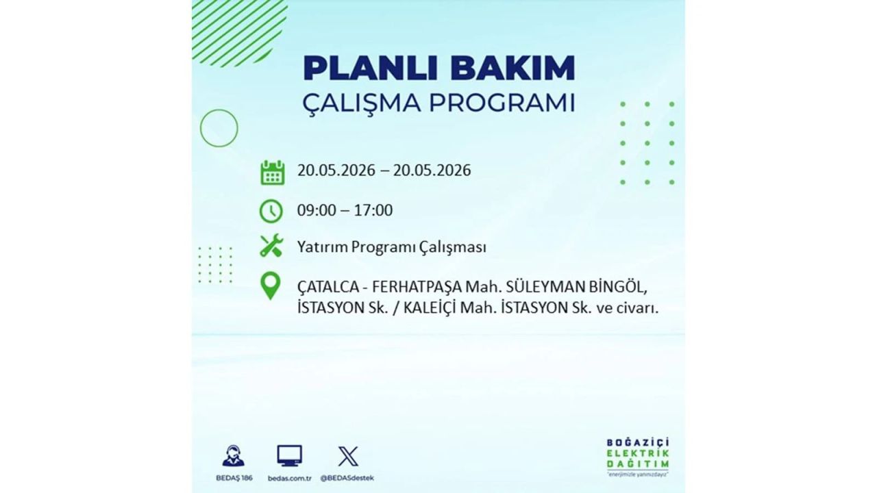 İstanbul’da yaşayanlar dikkat! 20 Mayıs Çarşamba günü elektrik kesintisi uygulanacak 48