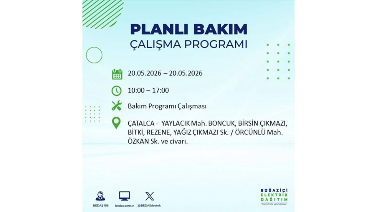 İstanbul’da yaşayanlar dikkat! 20 Mayıs Çarşamba günü elektrik kesintisi uygulanacak 49