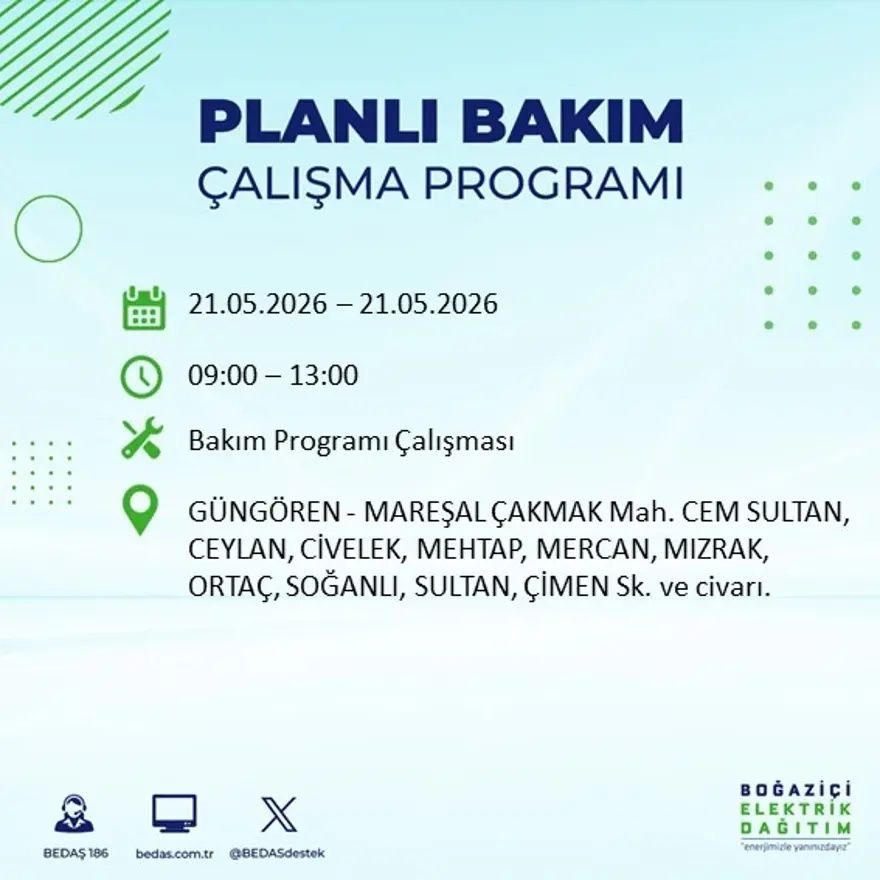 İstanbul'da dev elektrik kesintisi alarmı! 21 ilçede hayat 9 saat boyunca duracak! Bu gece başlıyor... 13