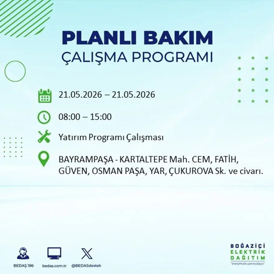 İstanbul'da dev elektrik kesintisi alarmı! 21 ilçede hayat 9 saat boyunca duracak! Bu gece başlıyor... 22