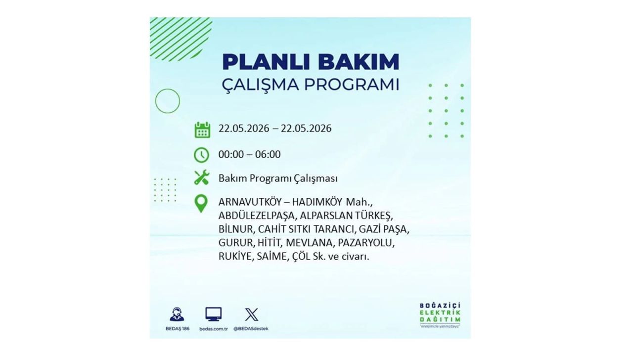İstanbul'da 22 Mayıs Cuma günü elektrik kesintileri olacak! İşte elektrik kesintisi yaşanacak ilçeler 1