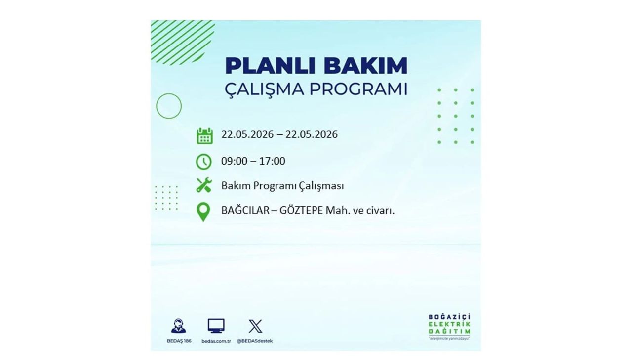İstanbul'da 22 Mayıs Cuma günü elektrik kesintileri olacak! İşte elektrik kesintisi yaşanacak ilçeler 4
