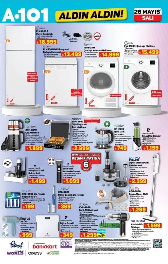 A101 26 Mayıs Salı aktüel ürünler kataloğu yayımlandı! Çamaşır makinesi, buzdolabı, bulaşık makinesi ve birçok ürün geliyor 3