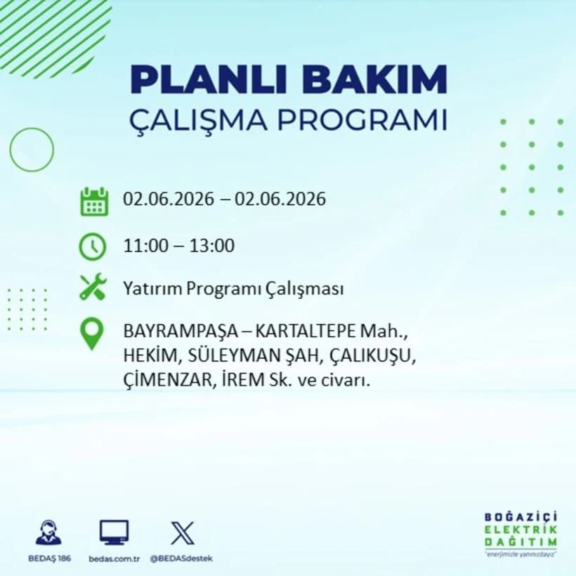 BEDAŞ duyurdu: İstanbul’da 2 Haziran Salı günü elektrikler kesilecek! İşte ilçe ilçe tam liste 10