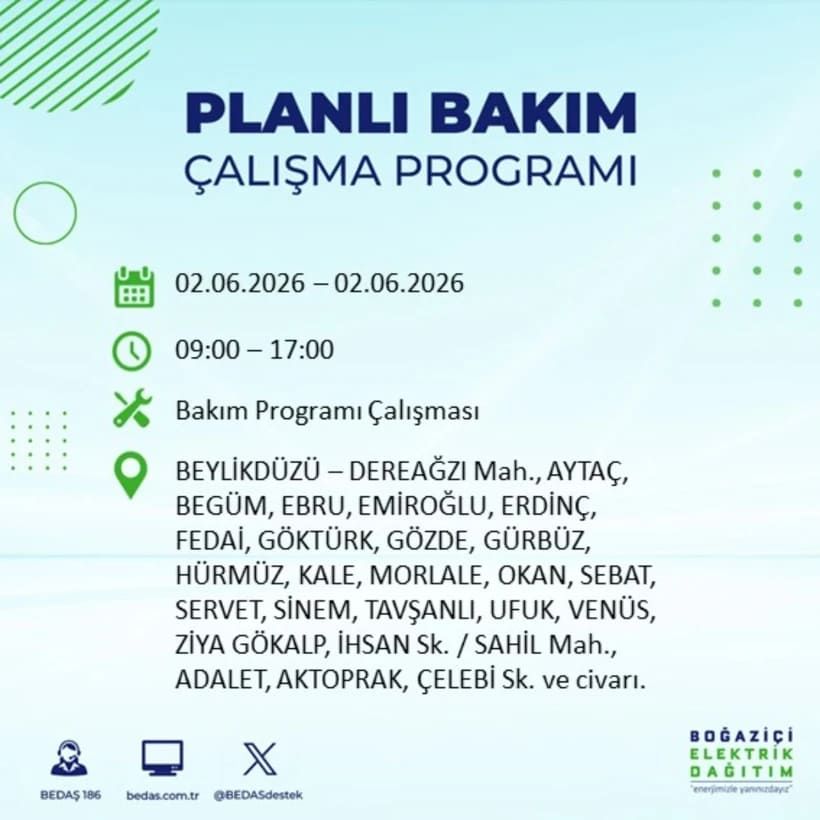 BEDAŞ duyurdu: İstanbul’da 2 Haziran Salı günü elektrikler kesilecek! İşte ilçe ilçe tam liste 11