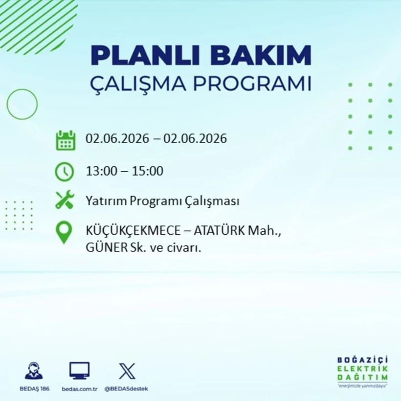 BEDAŞ duyurdu: İstanbul’da 2 Haziran Salı günü elektrikler kesilecek! İşte ilçe ilçe tam liste 24