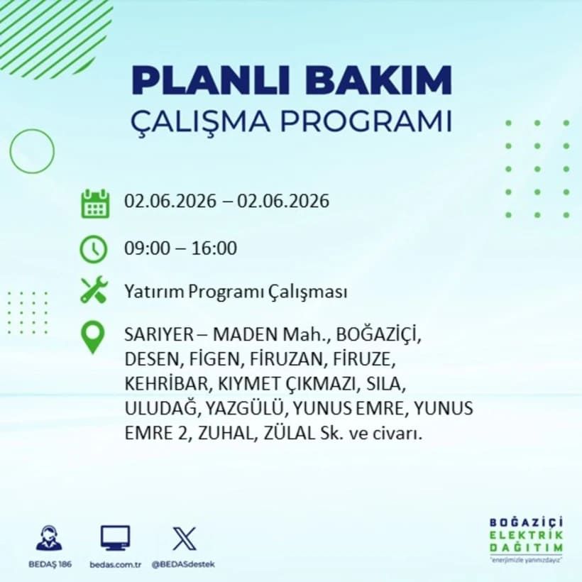 BEDAŞ duyurdu: İstanbul’da 2 Haziran Salı günü elektrikler kesilecek! İşte ilçe ilçe tam liste 25