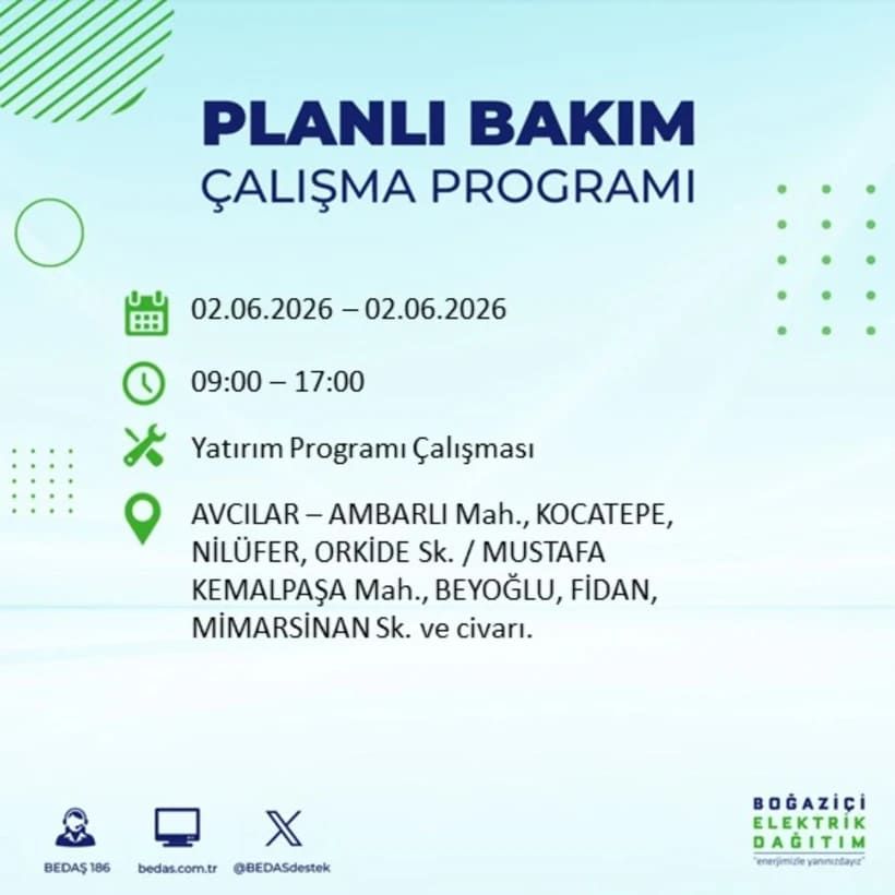 BEDAŞ duyurdu: İstanbul’da 2 Haziran Salı günü elektrikler kesilecek! İşte ilçe ilçe tam liste 3