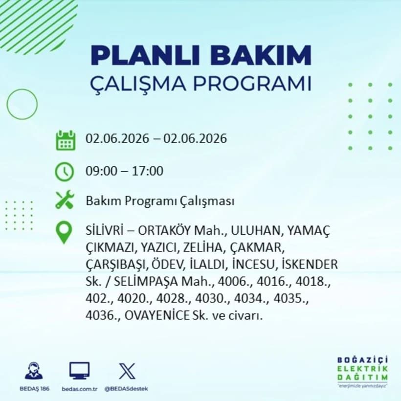 BEDAŞ duyurdu: İstanbul’da 2 Haziran Salı günü elektrikler kesilecek! İşte ilçe ilçe tam liste 30