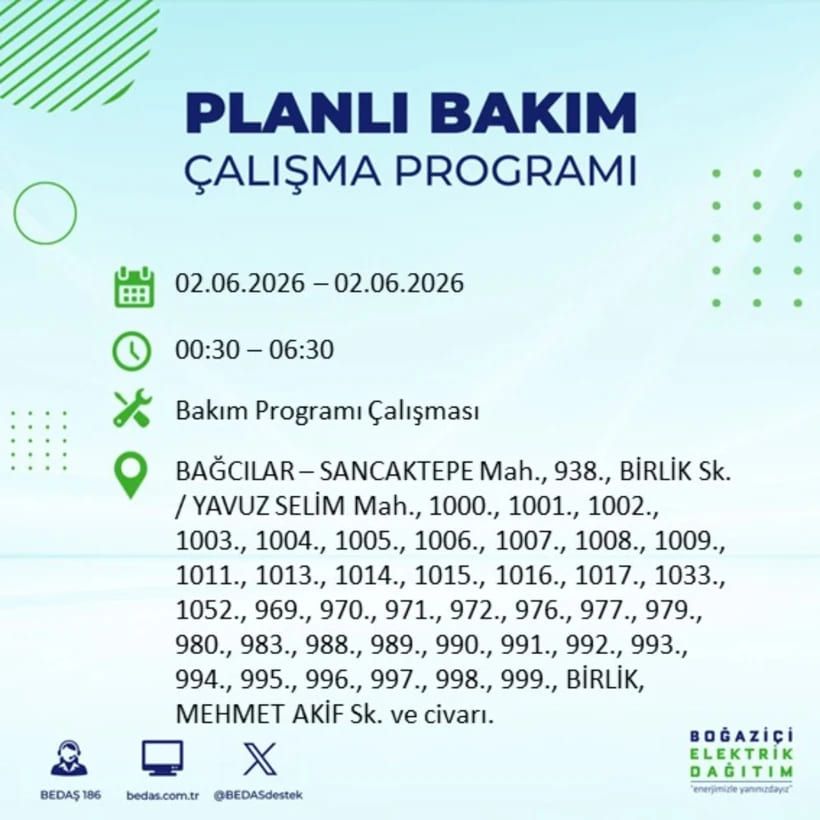 BEDAŞ duyurdu: İstanbul’da 2 Haziran Salı günü elektrikler kesilecek! İşte ilçe ilçe tam liste 5