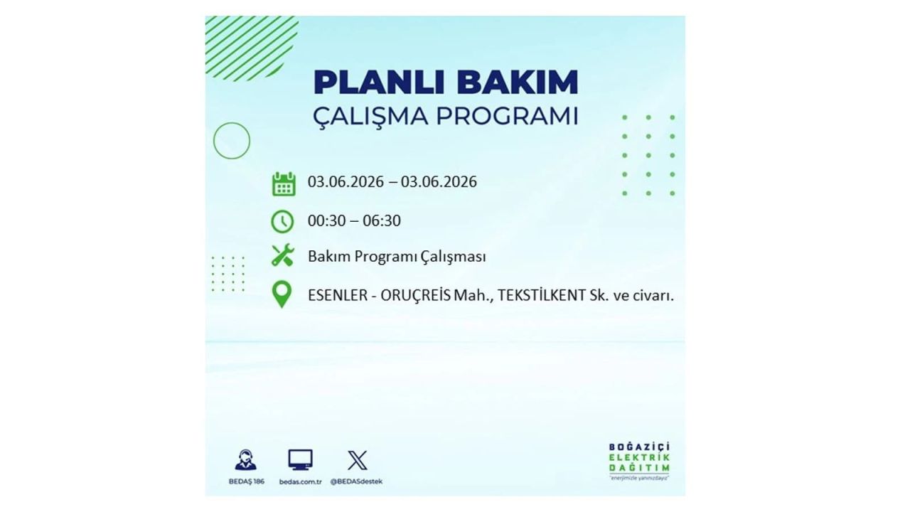 İstanbul’da 3 Haziran elektrik kesintisi: İlçe ilçe tam liste 10