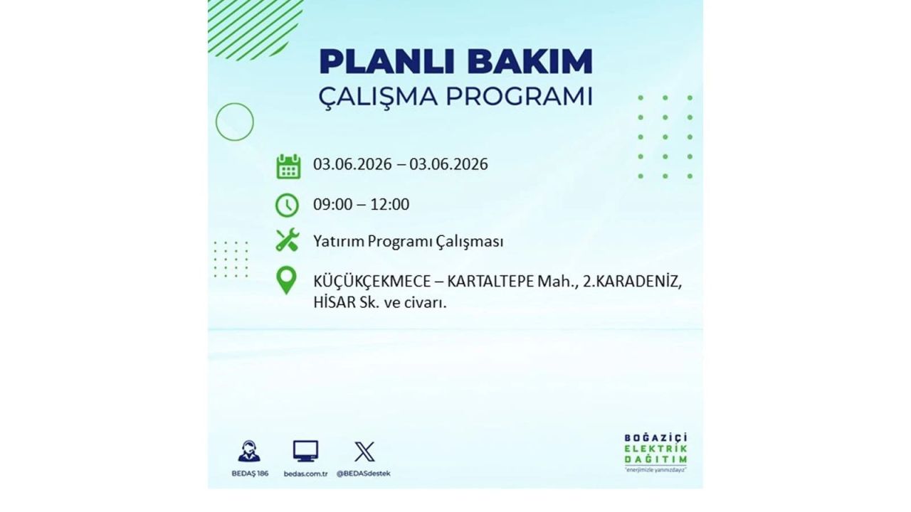 İstanbul’da 3 Haziran elektrik kesintisi: İlçe ilçe tam liste 14