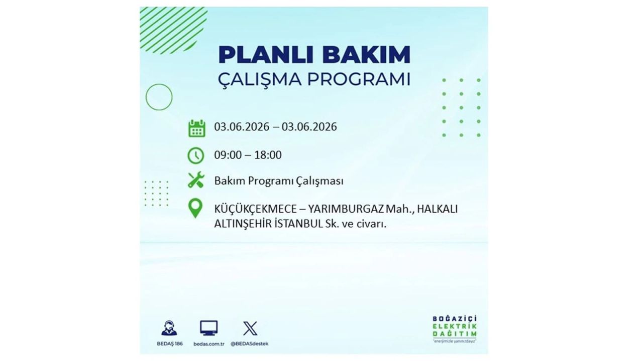 İstanbul’da 3 Haziran elektrik kesintisi: İlçe ilçe tam liste 16