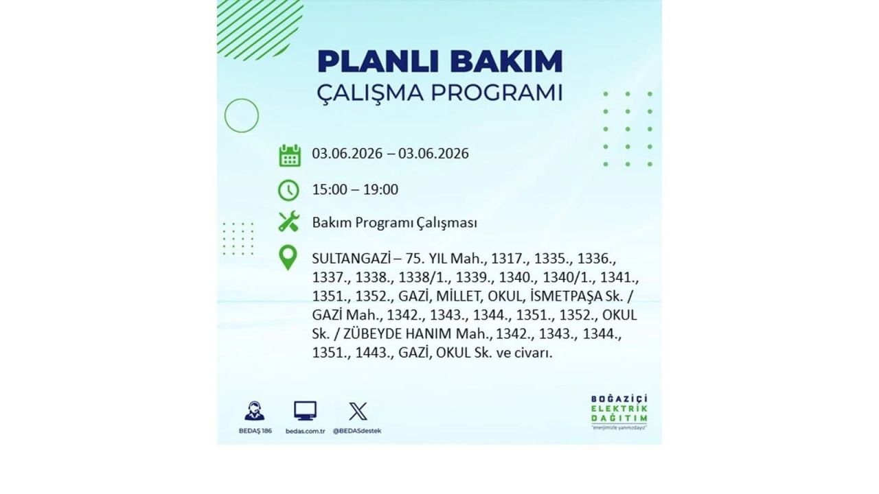 İstanbul’da 3 Haziran elektrik kesintisi: İlçe ilçe tam liste 24
